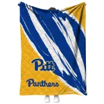 pittsburgh panthers stroke art royal blue white quilt blanket best selling