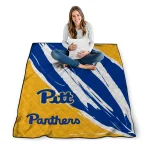 pittsburgh panthers stroke art royal blue white quilt blanket best selling