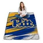 pittsburgh panthers wild lines royal blue white quilt blanket best selling