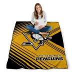 pittsburgh penguins arrow layers yellow quilt blanket best selling