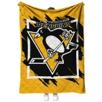 pittsburgh penguins block border yellow quilt blanket best selling