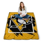 pittsburgh penguins block border yellow quilt blanket best selling