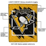 pittsburgh penguins block border yellow quilt blanket best selling