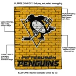 pittsburgh penguins brick grid yellow quilt blanket best selling