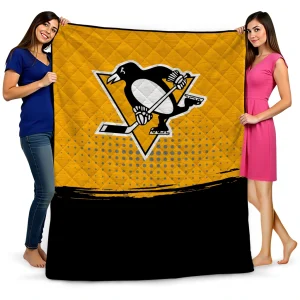 pittsburgh penguins dot illusion yellow quilt blanket best selling