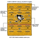 pittsburgh penguins handdrawn stripes yellow quilt blanket best selling