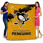 pittsburgh penguins nhl shield yellow quilt blanket best selling