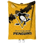 pittsburgh penguins nhl shield yellow quilt blanket best selling
