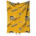pittsburgh penguins sketch lines yellow quilt blanket best selling