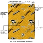 pittsburgh penguins sketch lines yellow quilt blanket best selling