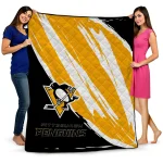 pittsburgh penguins stroke art yellow white quilt blanket best selling