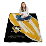 pittsburgh penguins stroke art yellow white quilt blanket best selling