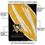 pittsburgh penguins stroke art yellow white quilt blanket best selling