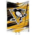 pittsburgh penguins wild lines yellow white quilt blanket best selling
