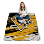 pittsburgh penguins wild lines yellow white quilt blanket best selling