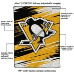 pittsburgh penguins wild lines yellow white quilt blanket best selling
