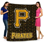 pittsburgh pirates brick grid black quilt blanket best selling