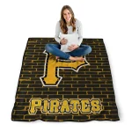 pittsburgh pirates brick grid black quilt blanket best selling