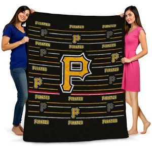 pittsburgh pirates handdrawn stripes black quilt blanket best selling