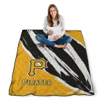 pittsburgh pirates stroke art black white quilt blanket best selling