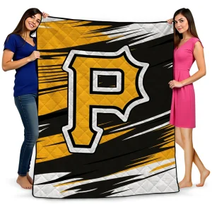 pittsburgh pirates wild lines black white quilt blanket best selling