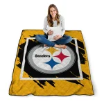 pittsburgh steelers block border gold quilt blanket best selling