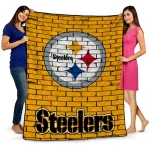 pittsburgh steelers brick grid gold quilt blanket best selling
