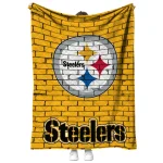pittsburgh steelers brick grid gold quilt blanket best selling