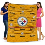 pittsburgh steelers handdrawn stripes gold quilt blanket best selling