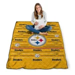 pittsburgh steelers handdrawn stripes gold quilt blanket best selling