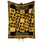 pittsburgh steelers helmet heart gold quilt blanket best selling