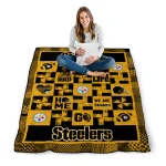 pittsburgh steelers helmet heart gold quilt blanket best selling