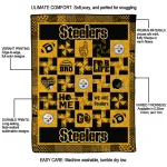pittsburgh steelers helmet heart gold quilt blanket best selling