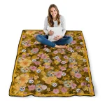 pittsburgh steelers hibiscus foliage gold quilt blanket best selling