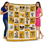 pittsburgh steelers mickey pattern gold white quilt blanket best selling