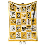 pittsburgh steelers mickey pattern gold white quilt blanket best selling