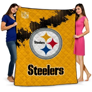 pittsburgh steelers shield badge gold quilt blanket best selling