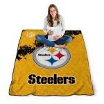 pittsburgh steelers shield badge gold quilt blanket best selling