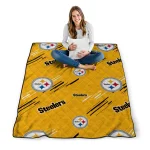 pittsburgh steelers sketch lines gold quilt blanket best selling