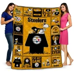 pittsburgh steelers snoopy love gold quilt blanket best selling