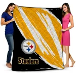 pittsburgh steelers stroke art gold white quilt blanket best selling