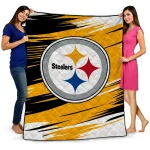 pittsburgh steelers wild lines gold white quilt blanket best selling