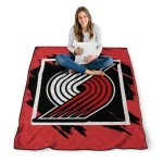 portland trail blazers block border red quilt blanket best selling