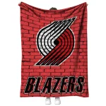 portland trail blazers brick grid red quilt blanket best selling