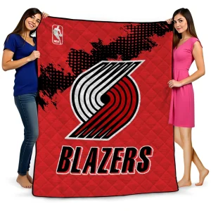portland trail blazers nba grunge red quilt blanket best selling