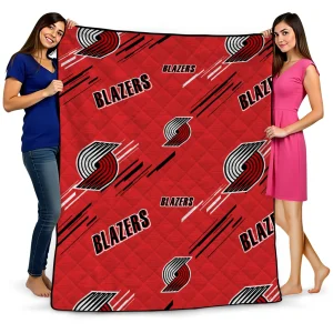 portland trail blazers sketch lines red quilt blanket best selling
