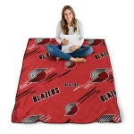 portland trail blazers sketch lines red quilt blanket best selling