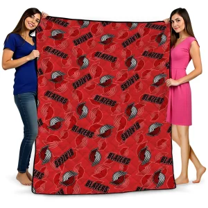 portland trail blazers solid classic red quilt blanket best selling