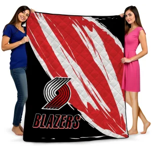 portland trail blazers stroke art red white quilt blanket best selling