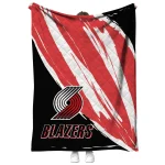 portland trail blazers stroke art red white quilt blanket best selling